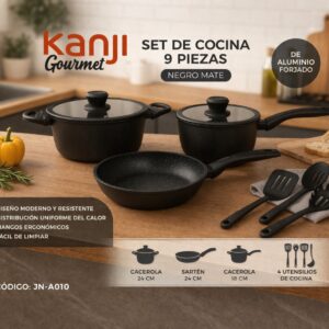 SET DE BATERIA DE OLLAS 9 PIEZAS GOURMET