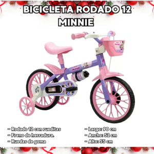 BICICLETA RODADO 12 CON CANTIPLORA MINNIE MOUSE