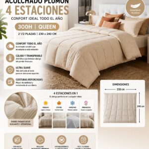 ACOLCHADO PLUMON QUEEN 4 ESTACIONES BEIGE