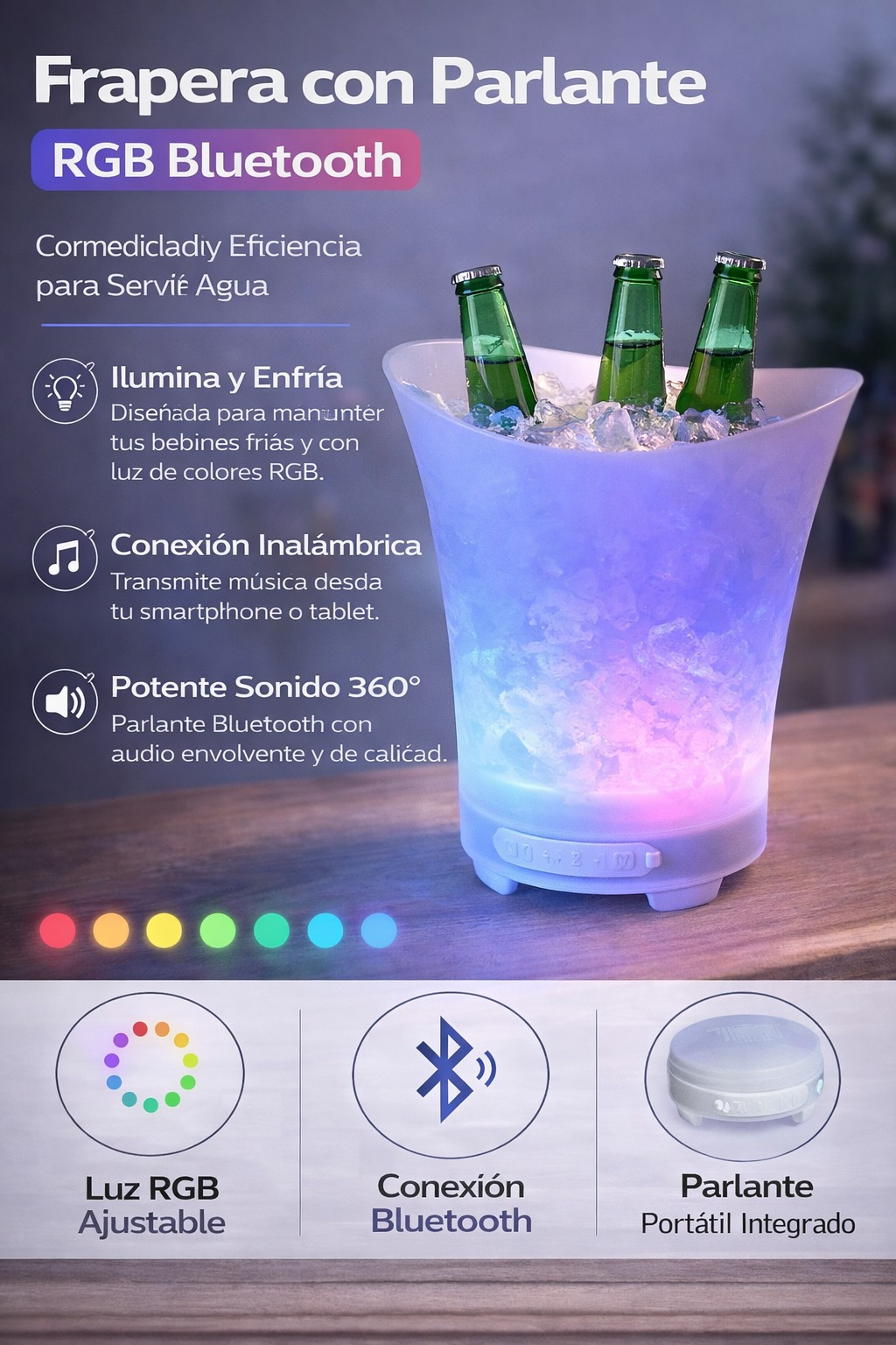 FRAPERA CON PARLANTE RGB BLUETOOTH