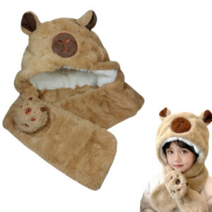 GORRO DE PELUCHE CON BUFANDA CAPYBARaa
