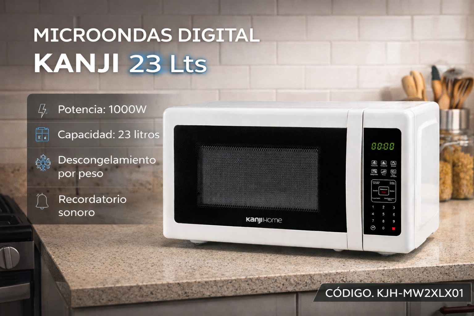 MICROONDAS 23 LTS DIGITAL BLANCO KANJI